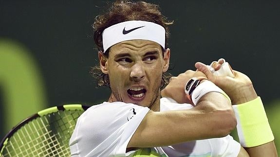 Rafa Nadal durante el partido ante Haase. 