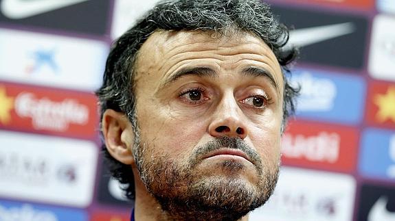 Luis Enrique, durante la rueda de prensa. 