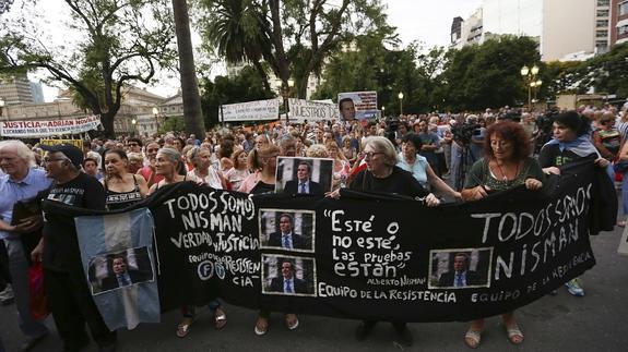 Manifestación en Buenos Aires para pedir justicia en el caso del fiscal Alberto Nisman.