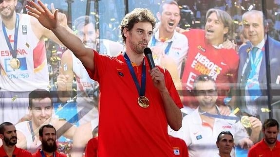 Pau Gasol, durante la celebración del Eurobasket 2015. 