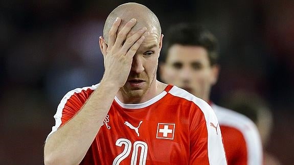 Senderos, durante un partido con su selección.