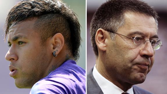 Neymar (i) y Bartomeu. 