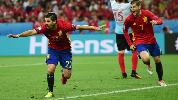 Nolito y Morata, durante el partido contra Turquía. 