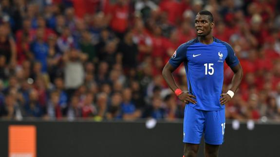 Pogba, durante el partido ante Albania. 