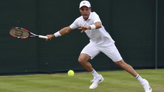 Roberto Bautista, durante un partido de tenis en Wimbledon. 