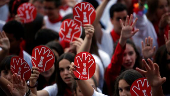 Protesta en Pamplona por los episodios de abusos sexuales durante los Sanfermines.