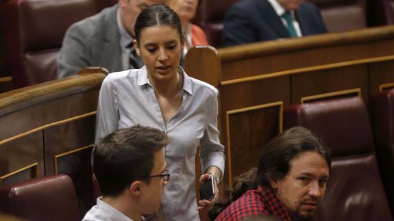 Irene Montero, Íñigo Errejón y Pablo Iglesias.