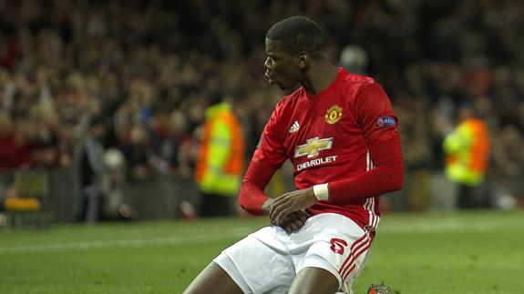 Pogba celebra un gol con el United. 