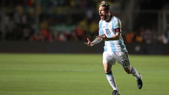 Messi celebra el primer gol de Argentina.