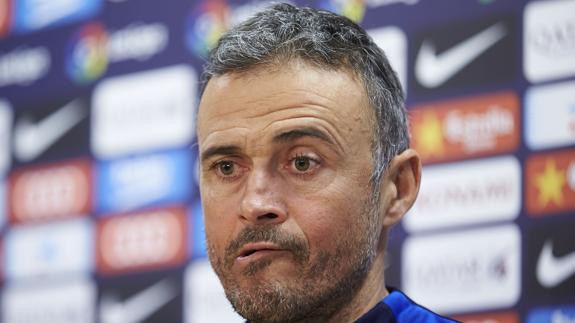 Luis Enrique, en rueda de prensa. 