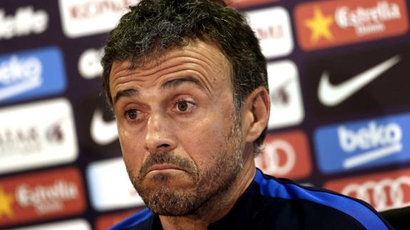 Luis Enrique, en rueda de prensa. 