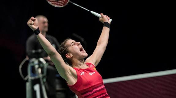 Carolina Marín, en un partido del campeonato. 