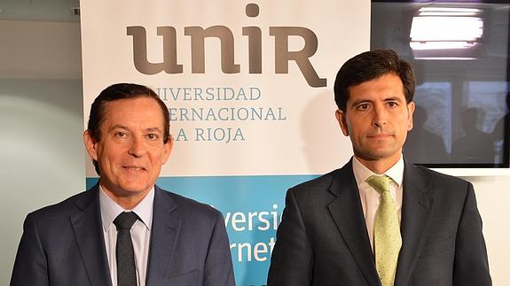 Erro y Josu Ahedo durante la presentación de la 'Lanzadera de empleo'