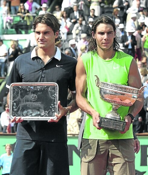 Nadal y Federer, en el 2008. 