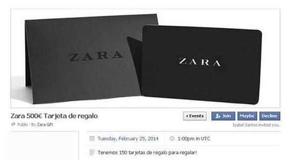 Nuevo timo en Facebook: Cheques regalo de 500 euros de Zara