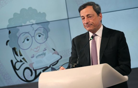 El presidente del BCE, Mario Draghi, el pasado jueves en Milán. :: MATTEO BAZZI / EFE