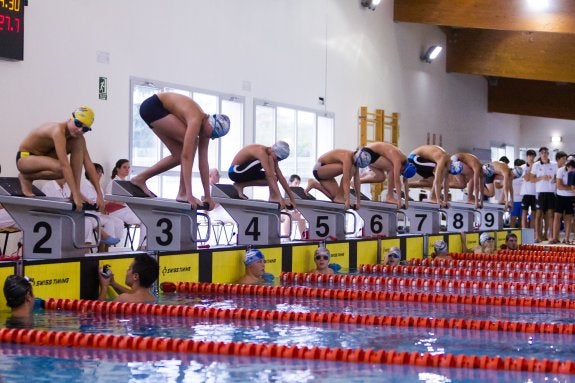 Los nadadores, instantes antes de tomar la salida. :: Fernando. Díaz