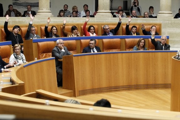 Momento de la votación en el pleno del 28 de abril donde se tomó en consideración la ILP. :: Justo RODRÍGUEZ