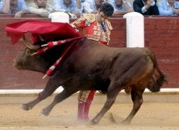 José Tomás, en un momento de la faena a su primer toro./ EFE