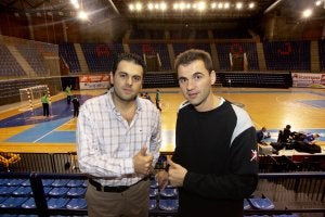 Jaime y Raúl, durante el entrenamiento del Ciudad Real. /J. RODRÍGUEZ