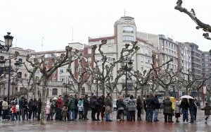 Decenas de logroñeses y riojanos de distintos pueblos haciendo cola para  la selección. ::                             DÍAZ URIEL