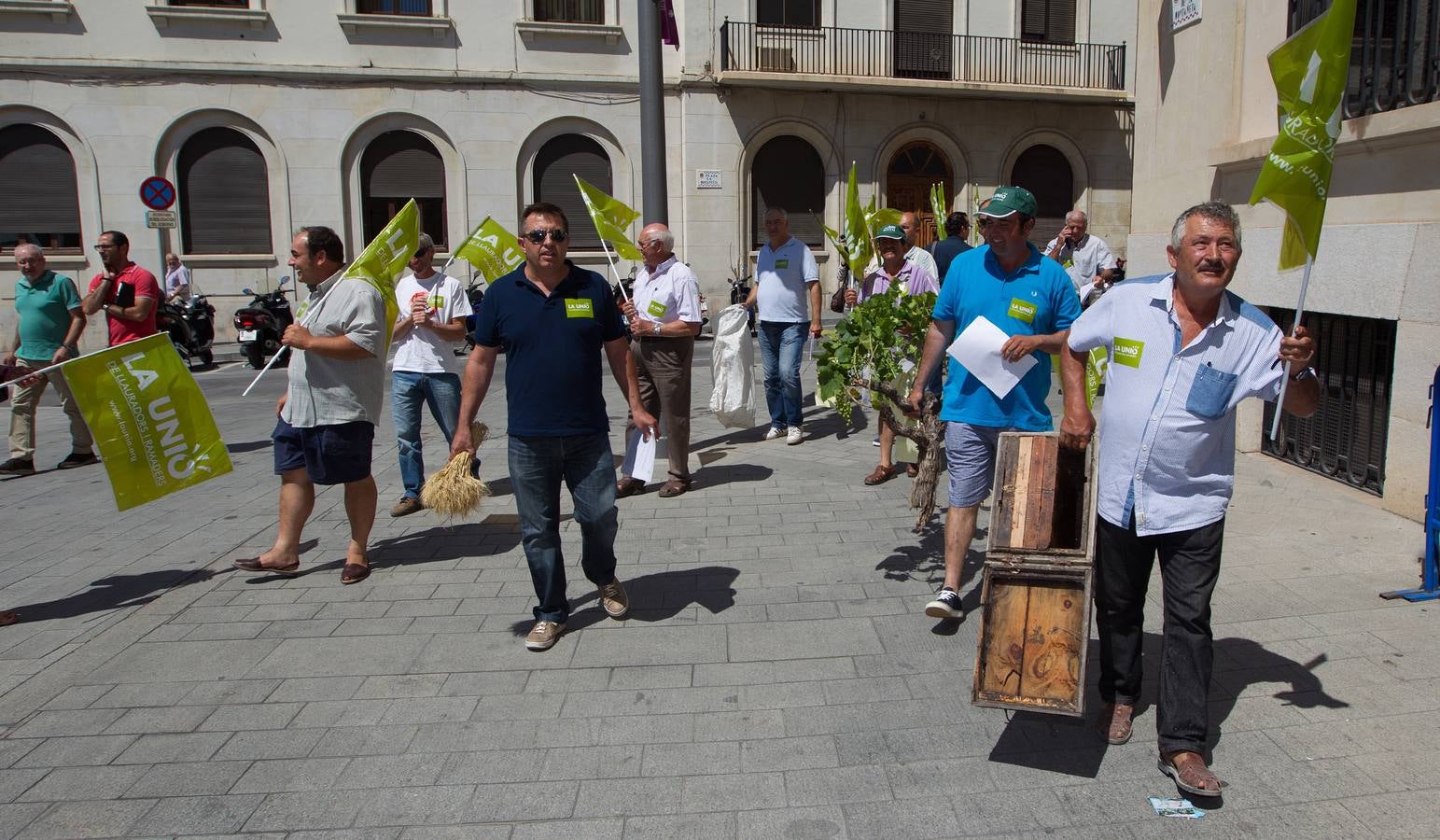 Agricultores de la Unió de Llauradors protestan en la Subdelegación del Gobierno