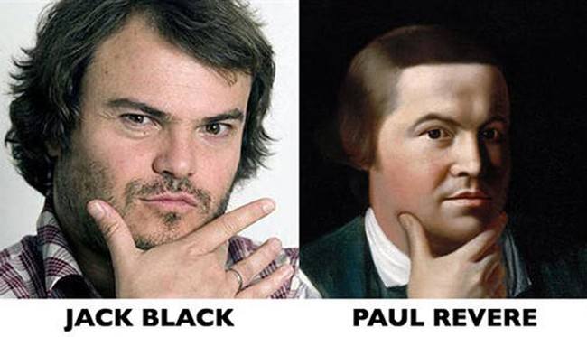 Jack Black y el orfebre y patriota de la guerra de independencia de los Estados Unidos, Paul Revere.