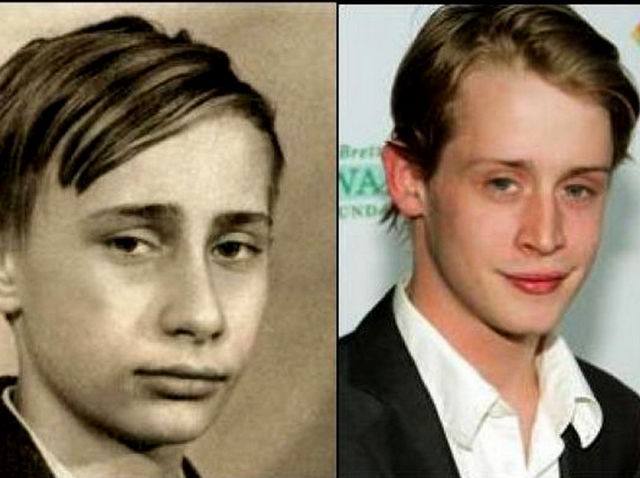 Macaulay Culkin y el joven Vladimir Putin.