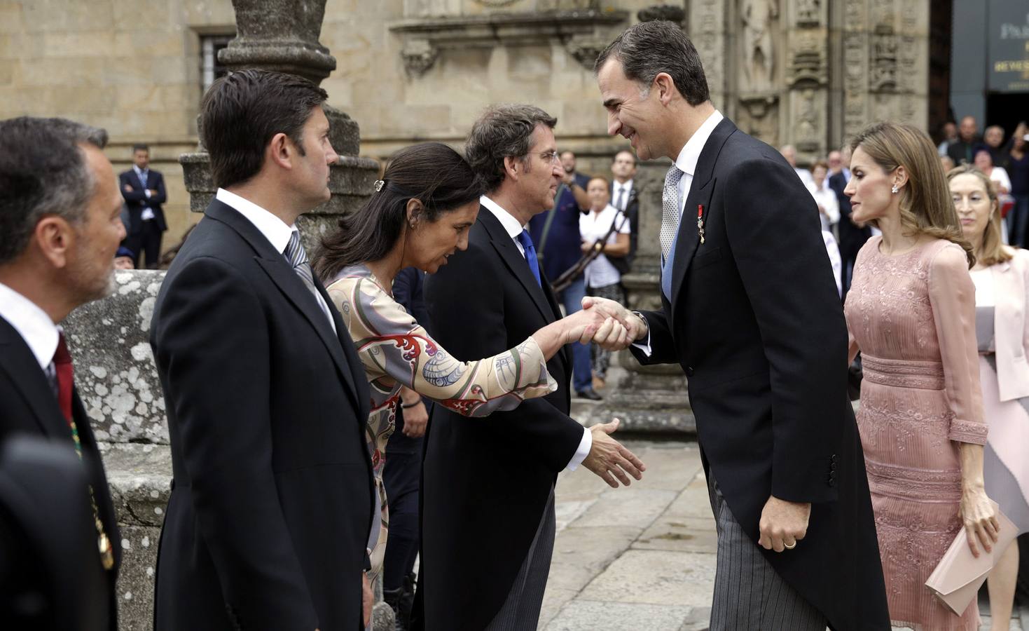 Los Reyes, en Santiago. Los reyes Felipe y Letizia asisten a la tradicional ceremonia de la ofrenda al Apóstol en Santiago de Compostela.