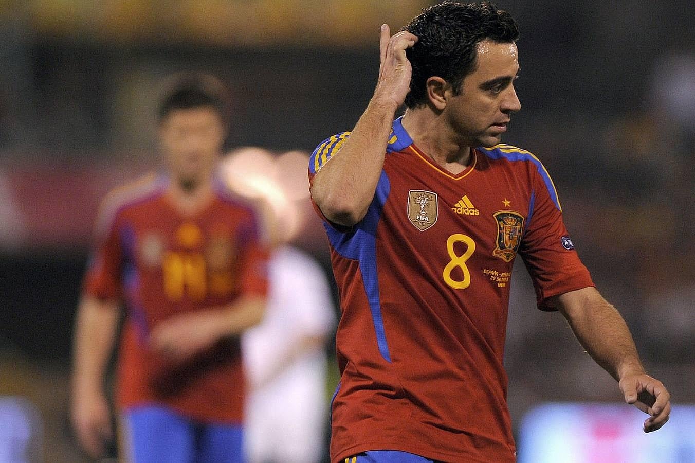 Xavi, durante el partido ante la República Checa en el que alcanzó las 100 internacionalidades