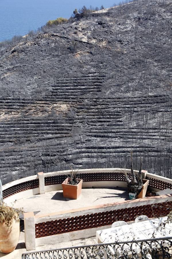 El rastro que ha dejado el incendio en el Montgó