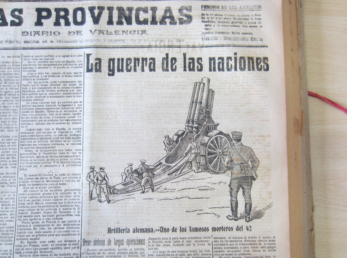 El terrible obús del 42 en la portada de Las Provincias.