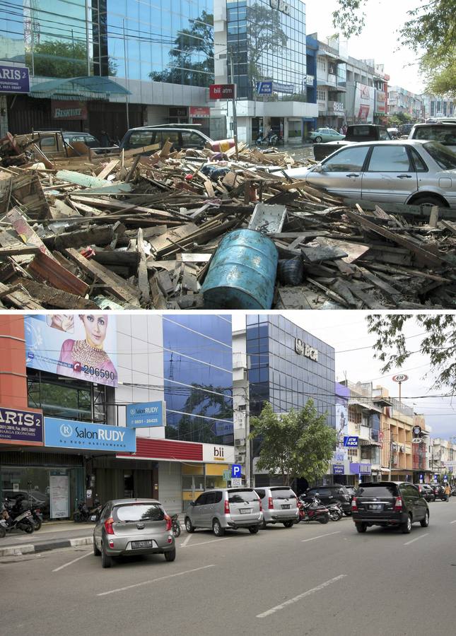 La calle Panglima Polem, cerca de Peunayoung, en Bandah Aceh.