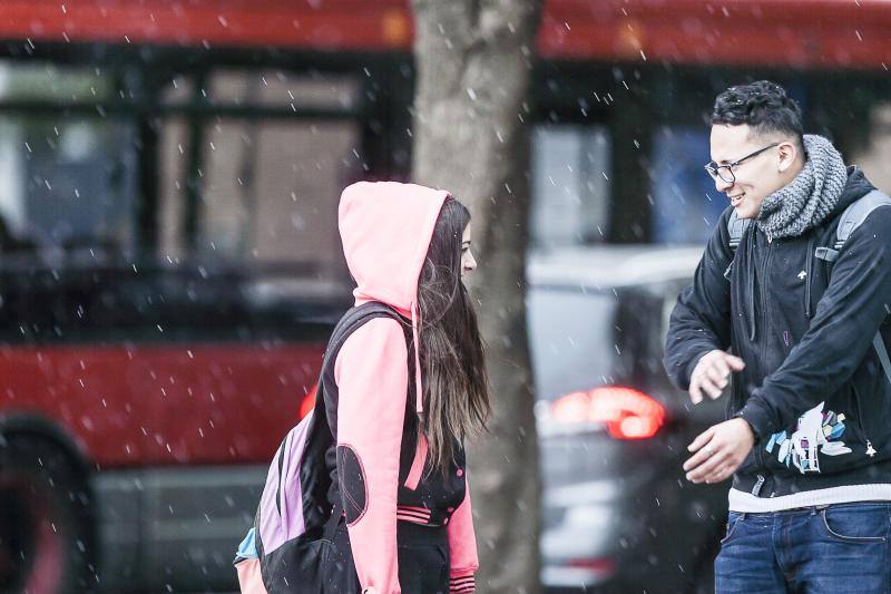 Pequeña nevada en la ciudad de Valencia. 