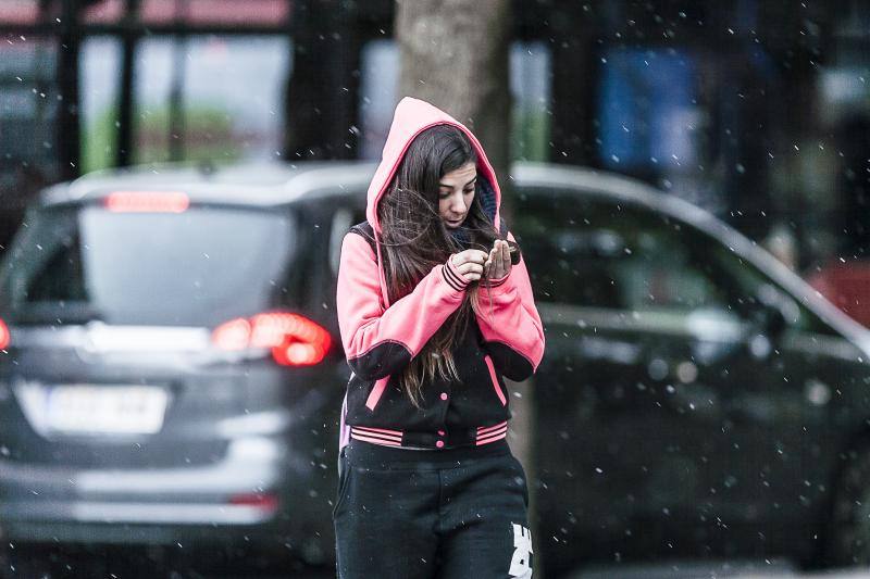 Pequeña nevada en la ciudad de Valencia. 