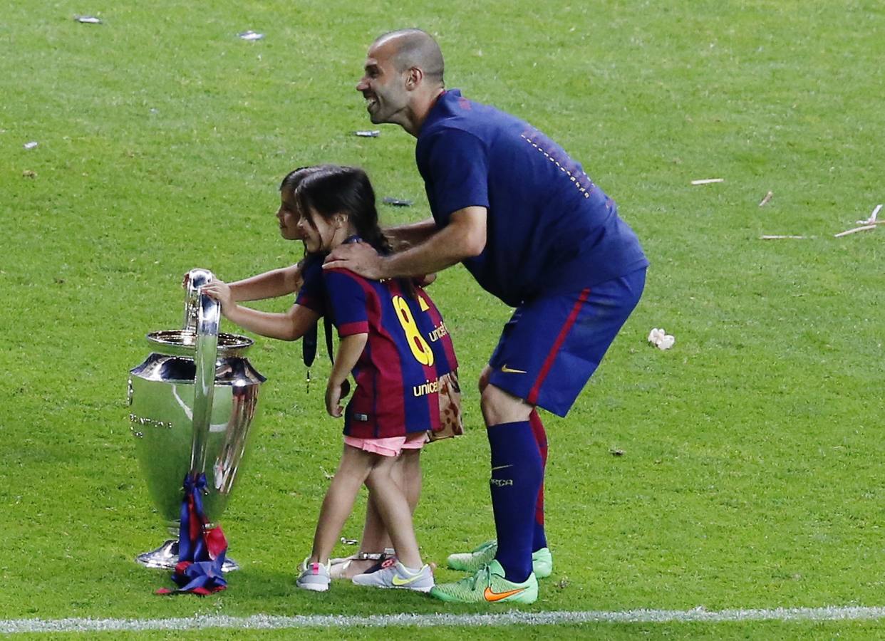 Los jugadores del Barça celebran la &#039;Champions&#039;