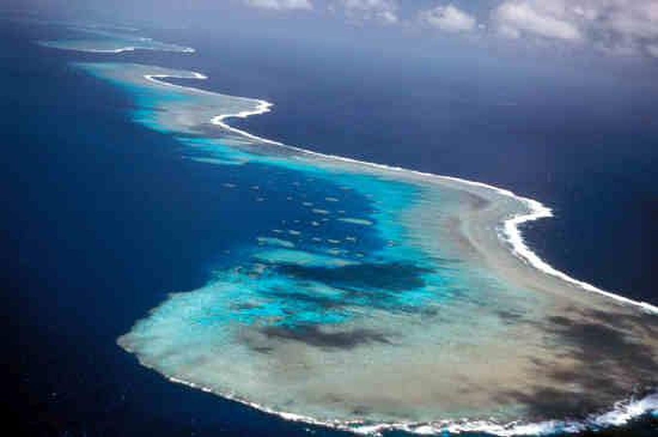 Vista parcial de la Gran Barrera de Coral, en Australia.. 