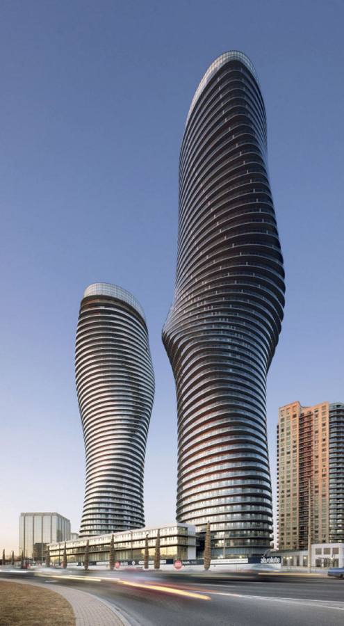 AbsoluteTowers (Toronto). Los vecinos de Mississauga (Canadá) las llaman 'las torres Marylin' por sus formas.