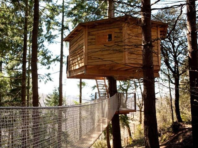 Cabanes als arbres (Sant Hilari Sacalm, Cataluña). 