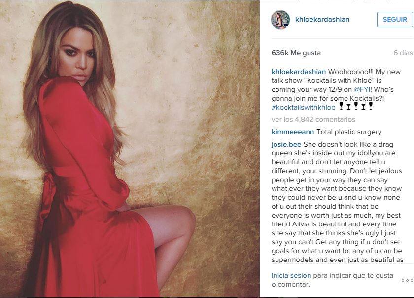 10. Khloe Kardashian: 33.1 milliones de seguidores. 