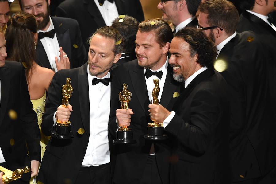 Emmanuel Lubezki, Leonardo DiCaprio y el director Alejandro González Iñárritu.