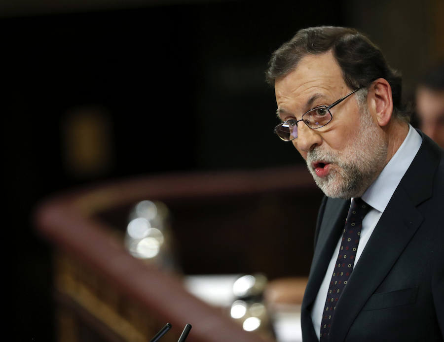 El presidente en funciones, Mariano Rajoy, durante su intervención en el Congreso.