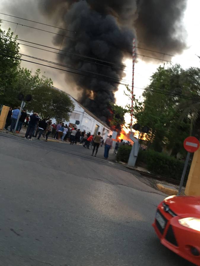 Espectacular incendio en una cooperativa de Alginet