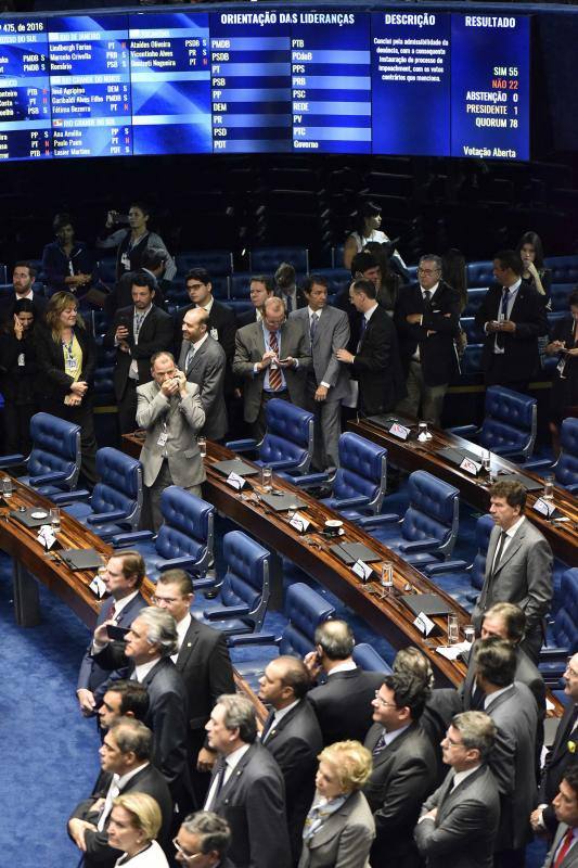 Luz verde al juicio político contra Dilma Rousseff, que será suspendida de la Presidencia durante 180 días y sustituida de forma interina por Michel Temer