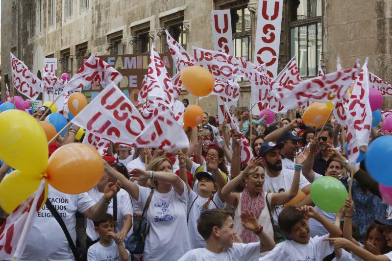 Una cadena humana en Valencia por la libertad educativa