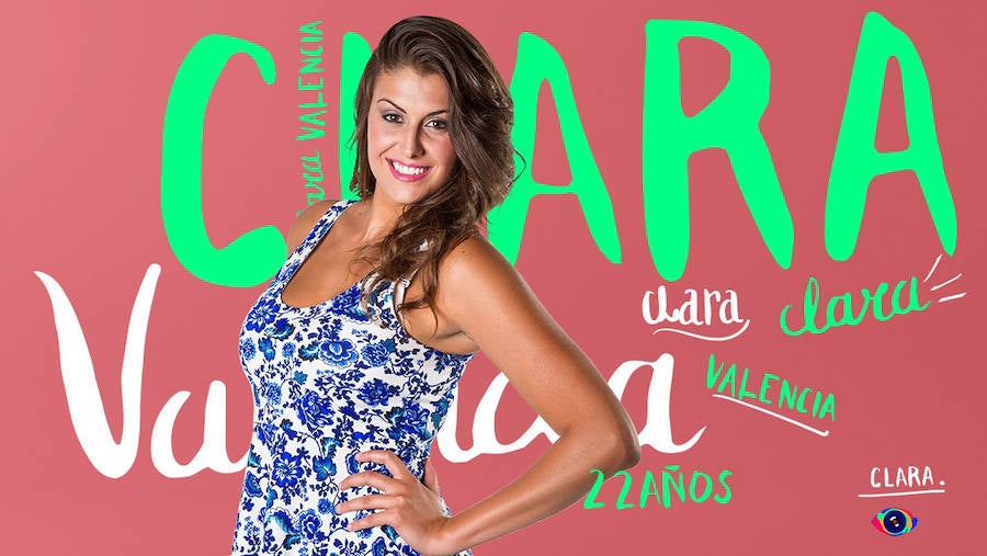 Clara tiene 24 años, es de Madrid y es comercial de Pymes. Se define como "constante, sensible, impulsiva, buena persona, sincera, enérgica, fiel, chula, emprendedora, comprensiva, con desparpajo, alegre, sociable, polémica, enamoradiza y vacilona".