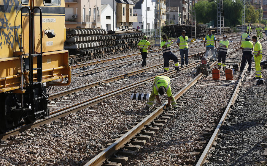 Fotos de las obras del Corredor Mediterráneo en Puçol