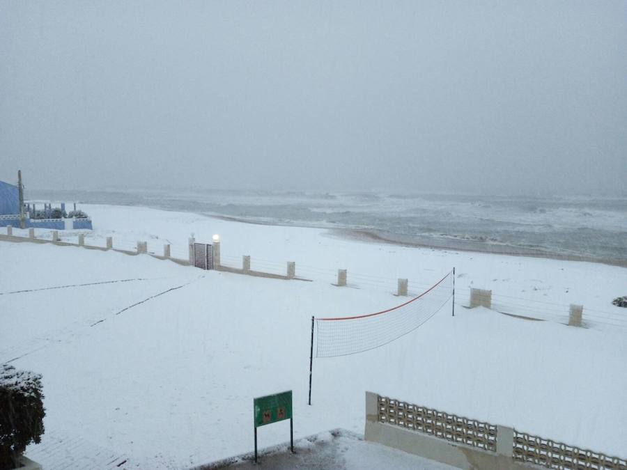 Nieva en Dénia y Xàbia al nivel del mar