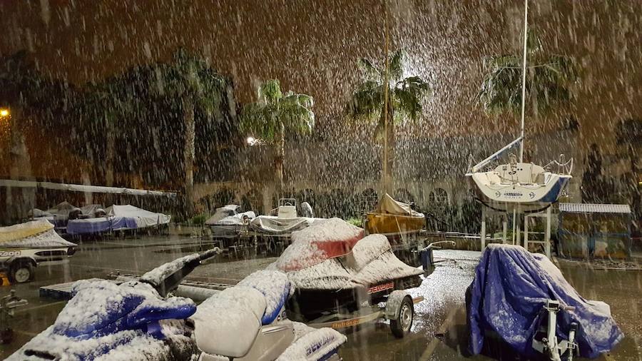 Nieva en Dénia y Xàbia al nivel del mar