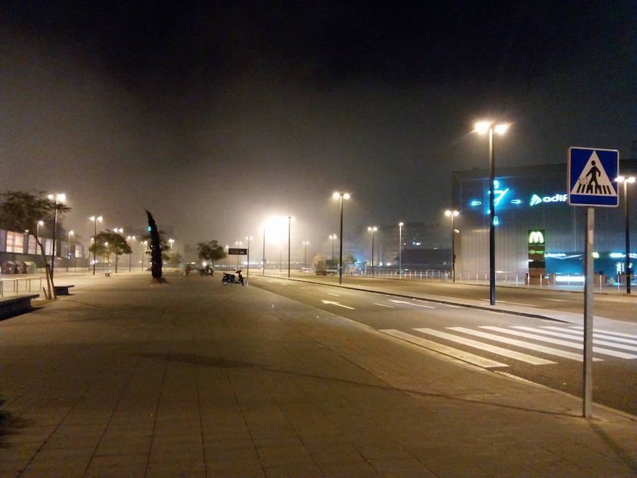 Niebla en la Estación Joaquín Sorolla de Valencia.